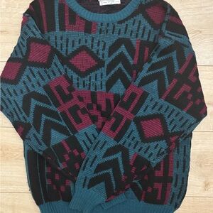 Rare Vintage Christian Dior Abstract Pattern Wool Sweater  Size Medium